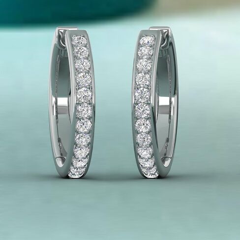 Women's Diamond Hoop Earrings in 10K Gold or 950 Platinum (0.28 cttw) in Kuwait