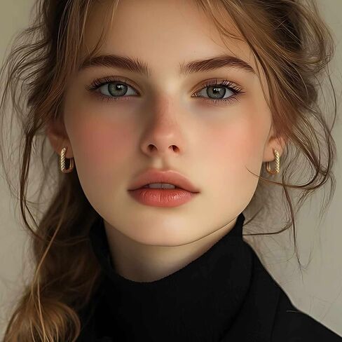 Gold Hoop Earrings for Women 14K Gold Earrings for Women Square Hoop Earring for Womens Square Shape with Rhombic Sculpture Womens Hoops Earring 20mm in Saudi Arabia