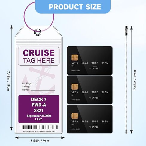 حامل حقائب الرحلات البحرية 1 حزمة واضحة لإعادة الاستخدام Cruise Travel Tage Cruise Ships Essentials for Carnival و NCL و Princess & MSC in Saudi Arabia