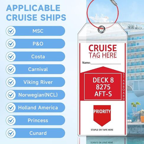 حامل حقائب الرحلات البحرية 1 حزمة واضحة لإعادة الاستخدام Cruise Travel Tage Cruise Ships Essentials for Carnival و NCL و Princess & MSC in Saudi Arabia