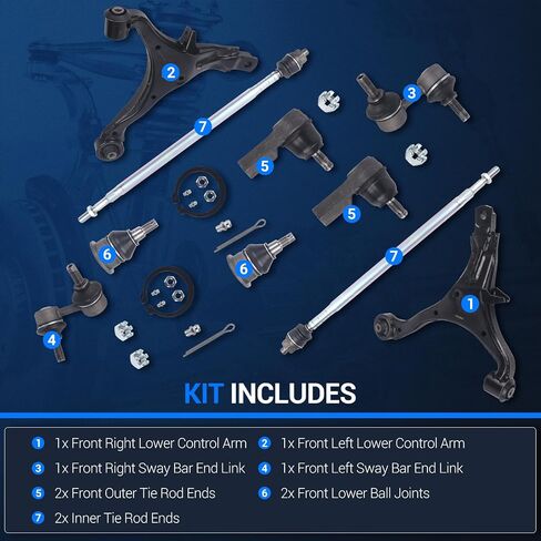 Autoround Front Suspension Kit Lower Control Arm w/Ball Joint Compatible with Honda CR-V 2002-2006, 10pcs - Sway Bar End Link Inner Outer Tie Rod Ends, K640399 K640400 in Saudi Arabia