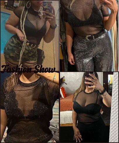Ritera plus size mesh tops for women sexy sexy shore short fishnet قمصان سوداء بلوزات xl-5xl in Kuwait