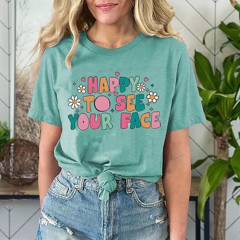 Teacher Shirts for Women Happy to See Your Face Shirt First Day of School Teacher T-Shirt Appreciation Tee Gifts in Saudi Arabia
