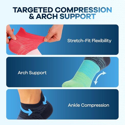 6 Pairs Great Running Ankle Compression Socks for Men and Women, Superior Low Cut Short Support Socks for Sports in Saudi Arabia