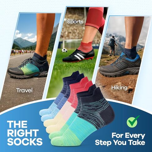 6 Pairs Great Running Ankle Compression Socks for Men and Women, Superior Low Cut Short Support Socks for Sports in Saudi Arabia