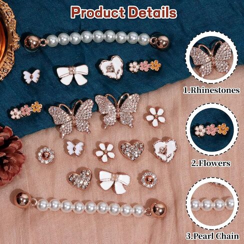 18pcs سحر أحذية بلينغ ، روز رينستون ، الفراشة ، القوس الأبيض القوس الوردي ، سحر سلسلة أحذية ، حذاء ، حذاء ، حذاء ، حذاء ، الحفلات ، الحفلات ، الحفلات ، إكسسوارات مجوهرات فاخرة للنساء in Saudi Arabia