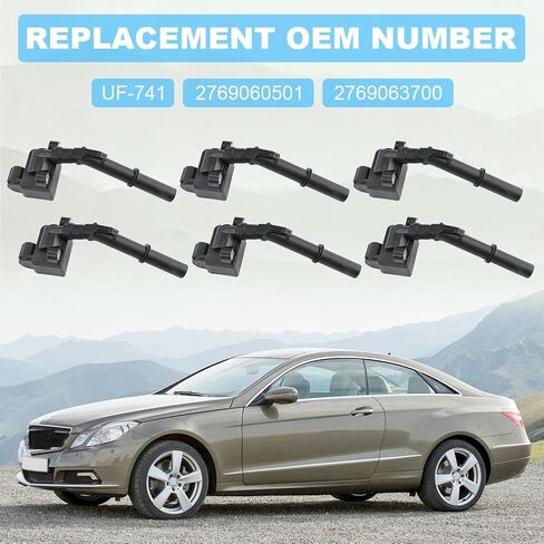 JDMON Set of 6 Ignition Coils Pack Compatible with Mercedes-Benz C300 C350 E300 E350 E400 GLK350 R350 SLK350 CL63 AMG S600 2011-2016 Replacement for UF-741 2769060501 2769063700 in Saudi Arabia