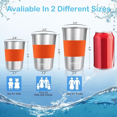 Stainless Steel Cups for Kids with Silicone Sleeves 8oz/240ml (4 Pack), Stainless Steel Tumbler, Kids Cups, Camping Stainless Steel Cups, Stackable Durable Metal Drinking Glasses, BPA Free in Saudi Arabia