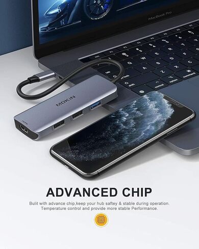 محطة الإرساء USB C إلى محول HDMI المزدوج ، Mokin USB C HUB شاشات HDMI مزدوجة لنظام التشغيل Windows ، محول USB C مع HDMI المزدوج ، 3 منفذ USB ، PD متوافق مع Dell XPS 13/15 ، Lenovo Yoga ، ETC in Kuwait