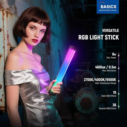 NEEWER RGB Light Wand with APP Control, Magnetic Handheld Photography Video Light Stick,2500K~8500K Dimmable CRI95+ Full Color LED Tube Bar with 2550mAh Battery, 17 Light Scenes for Vlog, TL21C in Kuwait