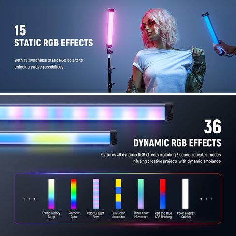 NEEWER RGB Light Wand with APP Control, Magnetic Handheld Photography Video Light Stick,2500K~8500K Dimmable CRI95+ Full Color LED Tube Bar with 2550mAh Battery, 17 Light Scenes for Vlog, TL21C in Kuwait