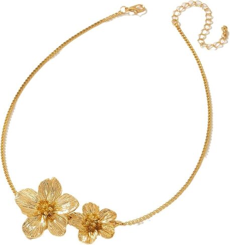 Gold Flower Necklace for Women Chunky Gold Floral Pendant Necklace Statement Flower Choker Jewelry for Women in Kuwait