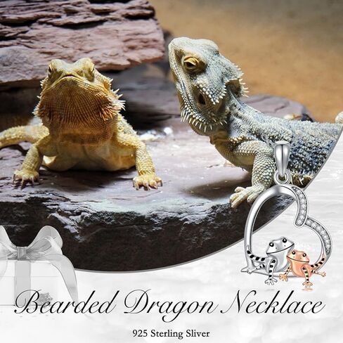 Bearded Dragon Sterling Silver Pendant Necklace - Lizard Jewelry Gifts for Women in Saudi Arabia