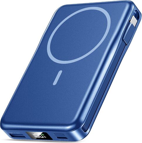 Magnetic Portable Charger with Built in Cable, 10000mAh Power Bank, 20W Fast Charging for Magsafe Battery Pack, Slim Travel Essential Battery Pack with LED Display, Compatible with iPhone 16/15/14/13 in Saudi Arabia