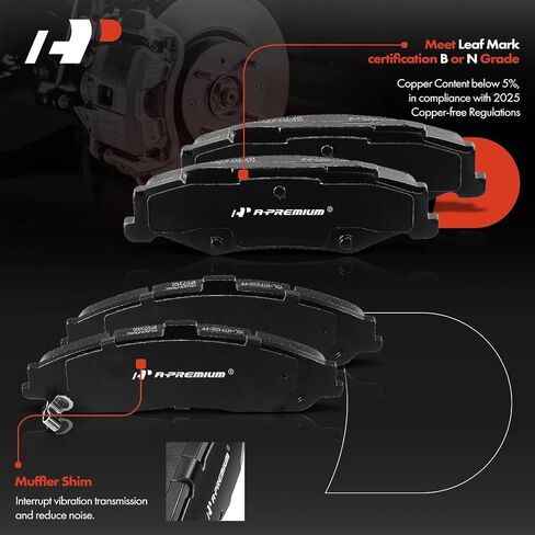 A-Premium Front and Rear Ceramic Disc Brake Pads Set Compatible with Select Chevrolet, Cadillac Models - Corvette 1997-2013, XLR 2004-2009, 8 Pcs in Saudi Arabia