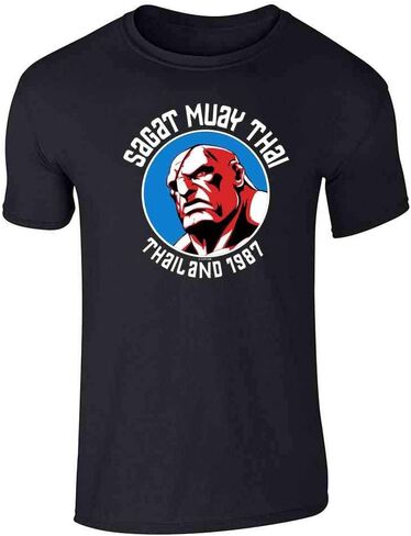 Pop Threads Street Fighter Sagat Muay Thai Gym Video Game Graphic Tee Thirt for Men in Kuwait