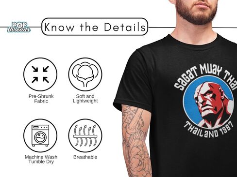 Pop Threads Street Fighter Sagat Muay Thai Gym Video Game Graphic Tee T-Shirt for Men in Saudi Arabia