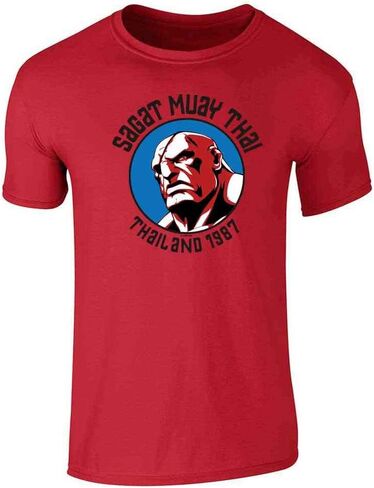 Pop Threads Street Fighter Sagat Muay Thai Gym Video Game Graphic Tee Thirt for Men in Kuwait