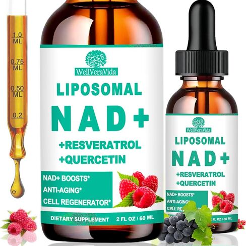 NAD Supplements for Women & Men, Liposomal NAD Nicotinamide Riboside Resveratrol 900mg, TMG, Quercetin, Vitamin B3, Organic Liquid NAD Resveratrol Supplement for Longevity, Energy, Anti-Aging, Focus in Saudi Arabia