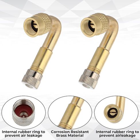 2 Pake Tire Valve Stem Extension, 45 Degree Schrader Valve Extender Tyre Inflator Valves Extensions Adaptor Brass Tyre Valves Stem Extenders Compatible for Passenger Cars Bicycles Motorcycles RV in Saudi Arabia