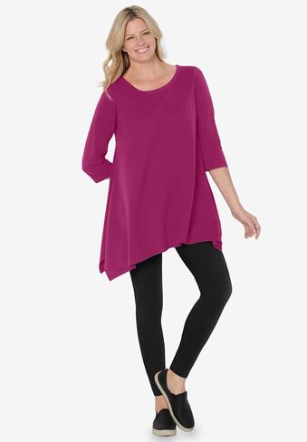 Woman Within Plus Size French Terry Handkerchief Hem Tunic in Saudi Arabia