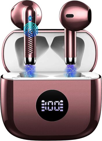 Wireless Earbuds, Bluetooth 5.4 Ear Buds LED Power Display Headphones Bass Stereo, Bluetooth Earbuds in-Ear Noise Cancelling Mic, 40H Playback Mini Case IP7 Waterproof Sports Earphones for Android iOS in Kuwait
