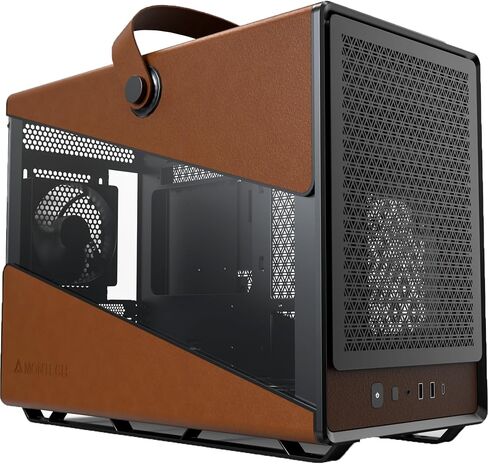 MONTECH Heritage mATX, Micro Form Factor Compact Leather Gaming Chassis with Signature Handle Design, Supports Latest GPUs, ATX PSU, 360mm AIO, 4 Fans, Headphone Hanger - White in Saudi Arabia