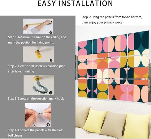 Hanging Room Divider Mid Century Abstract Stock 12 Pieces Decorative Screen Panels PVC Room Divider Panels for Living Room Bedroom Office Restaurant Hotel Decoration in Saudi Arabia