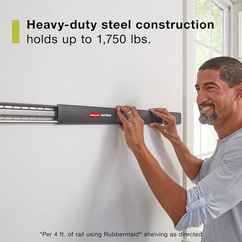 Rubbermaid 20-Piece FastTrack Garage Wall-Mounted Storage Kit 5 Rails and 15 Hooks for Home/House/Tool/Sports/Utility Purposes in Saudi Arabia