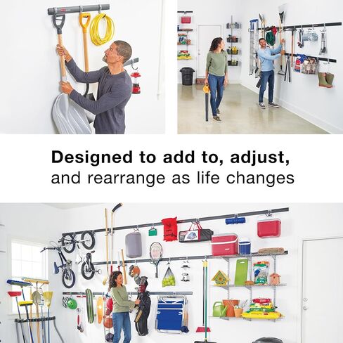 Rubbermaid 20-Piece FastTrack Garage Wall-Mounted Storage Kit 5 Rails and 15 Hooks for Home/House/Tool/Sports/Utility Purposes in Saudi Arabia