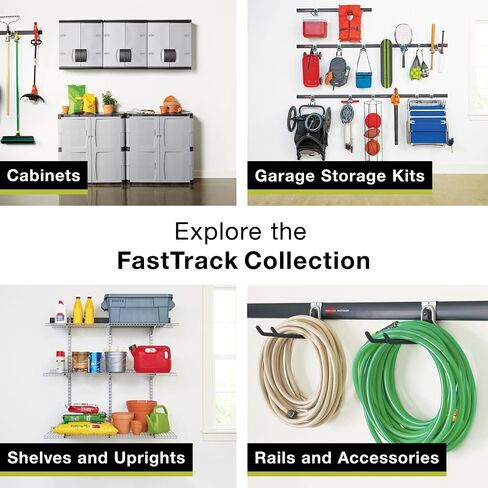 Rubbermaid 20-Piece FastTrack Garage Wall-Mounted Storage Kit 5 Rails and 15 Hooks for Home/House/Tool/Sports/Utility Purposes in Saudi Arabia