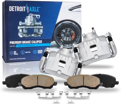 Detroit Axle - Front Brake Kit for Chrysler 200 Sebring Dodge Avenger Caliber Jeep Compass Patriot, Disc Brake Calipers Ceramic Brake Pads w/Hardware Replacement in Saudi Arabia