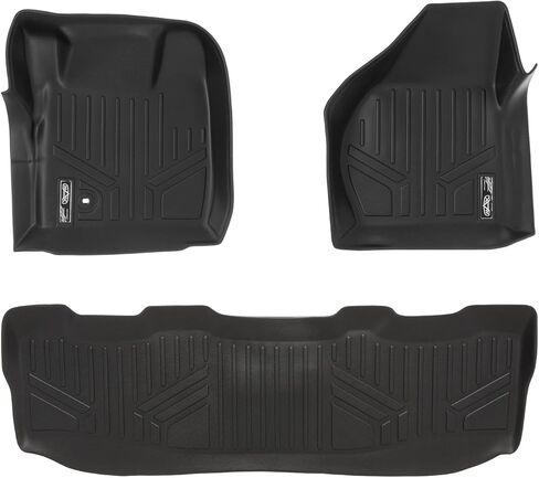 SMARTLINER Custom Fit Floor Mats 2 Row Liner Set Black for 2008-2010 Ford F-250 / F-350 / F-450/F-150 Super Duty Crew Cab. in Saudi Arabia