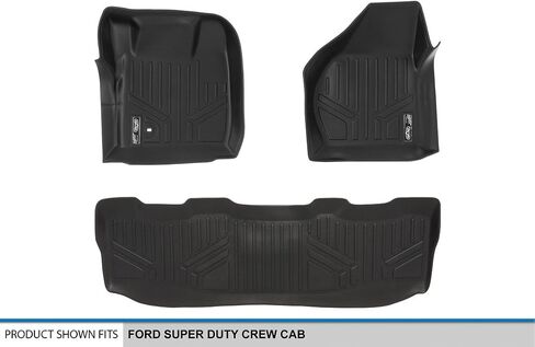 SMARTLINER Custom Fit Floor Mats 2 Row Liner Set Black for 2008-2010 Ford F-250 / F-350 / F-450/F-150 Super Duty Crew Cab. in Saudi Arabia