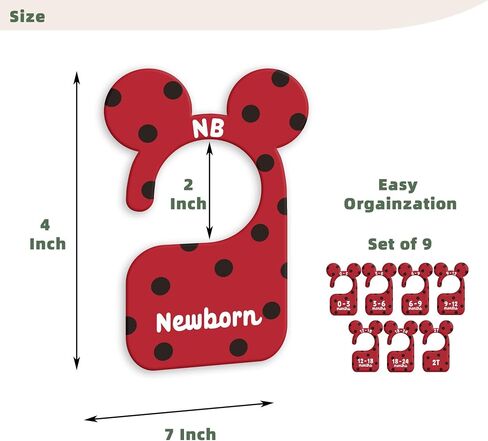Girl Baby Closet Dividers for Nursery Closet Organizer, Newborn to 24 Months Size Clothes, Cute Pink Hangers with Size Dividers, Double Sided in Saudi Arabia