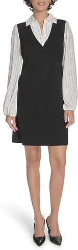Tommy Hilfiger Women's Long Sleeves Collared Scuba Crepe Body Shift Dress in Saudi Arabia