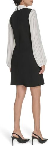 Tommy Hilfiger Women's Long Sleeves Collared Scuba Crepe Body Shift Dress in Saudi Arabia