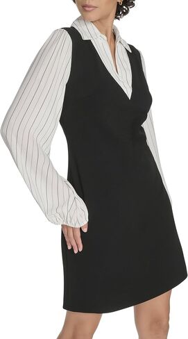 Tommy Hilfiger Women's Long Sleeves Collared Scuba Crepe Body Shift Dress in Saudi Arabia