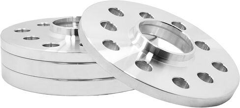 4 PC BOLT-ON | 5x112 مم | 66.56 مم تتحمل | 10 مم و 17 مم سميكة | الفواصل المركزية من الألومنيوم المركزية + 20 Chrome 14x1.5 براغي العروة المخروطية | ث/عجلات ما بعد البيع in Kuwait