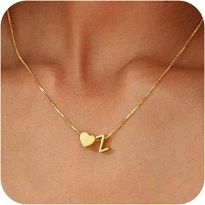 قلادة أولية للذهبية للنساء للنساء ، حرف مقعد من الذهب مقاس 18 ألف قلادة أولية قلادة قلب أولية لنساء للنساء هدايا فتاة في سن المراهقة in Kuwait