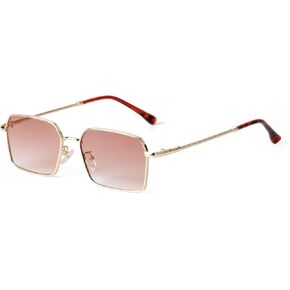 ADE WU Trendy Hexagon Rectangle Sunglasses for Women Cute Chic Gold Metal Rectangular Sun Glasses with Tinted Lense in Saudi Arabia