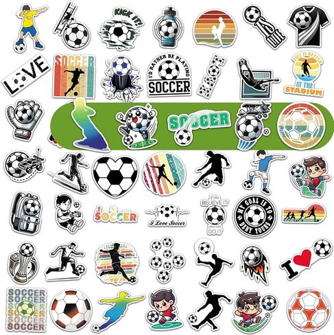 Football Stickers Gifts,100PCS Waterproof Vinyl Football Themed Sticker for Boys Kids Water Bottle Helmet Skateboard Scrapbooking in Saudi Arabia