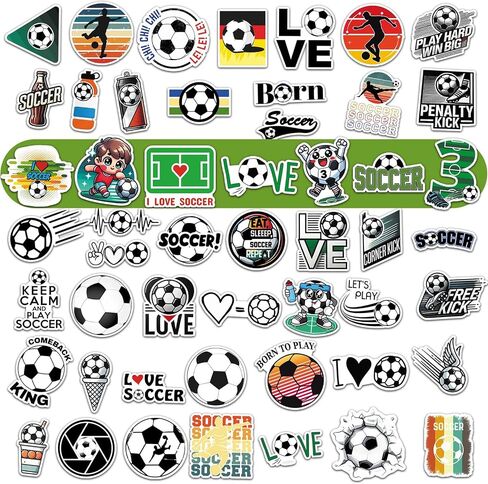 Football Stickers Gifts,100PCS Waterproof Vinyl Football Themed Sticker for Boys Kids Water Bottle Helmet Skateboard Scrapbooking in Saudi Arabia