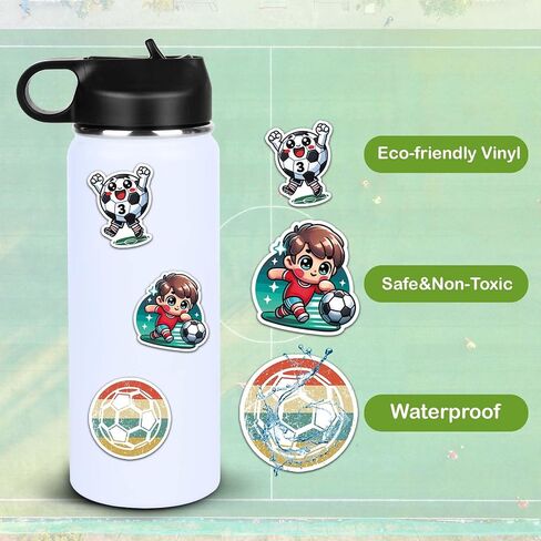 Football Stickers Gifts,100PCS Waterproof Vinyl Football Themed Sticker for Boys Kids Water Bottle Helmet Skateboard Scrapbooking in Saudi Arabia