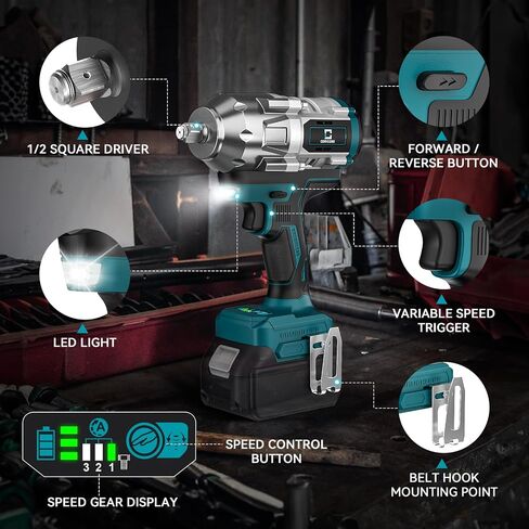 Cordless Impact Wrench for Mil-wau-kee 18V Battery 250FT-LBS 3/8 inch Compact Impact Gun Brushless Electric Includes LED Work Light - 2400RPM Light-Duty Impact Driver Wrench - No Battery in Saudi Arabia