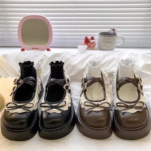 ZQW Women's Kawaii Lolita Shunky Mary Jane Shoes with Bow To Tealthetic Round Round Toe Goth Platfor in Kuwait