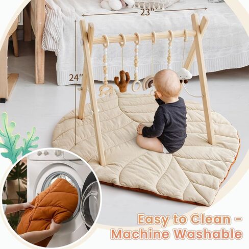 Razee Wooden Baby Play Play Activity Activity ، Play Play Play Play Mat Baby Gym مع 6 ألعاب حسية شنق in Kuwait