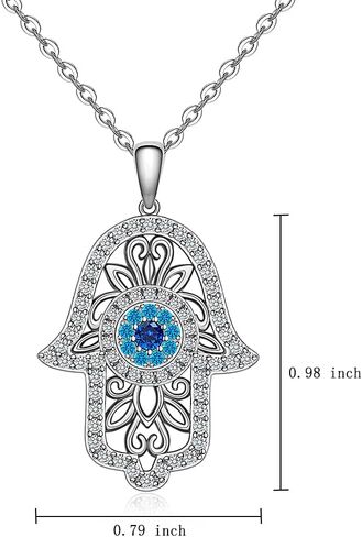 Hamsa اليد الشريرة قلادة العيون 925 الجنيه الاسترليني الفضة الورد الذهب مطلي خمر فاطمة يدوية حظا سعيدا النساء قلادة قلادة فاطمة الهدية in Kuwait