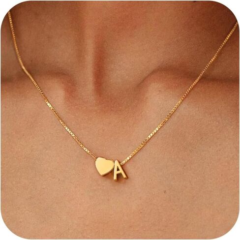 BAYLAY Gold Initial Necklaces for Women Girls, 18K Gold Plated Letter A-Z Initial Necklace Heart Necklace Dainty Initial Necklaces for Women Teen Girl Gifts Trendy Stuff Gold Jewelry Gifts in Saudi Arabia
