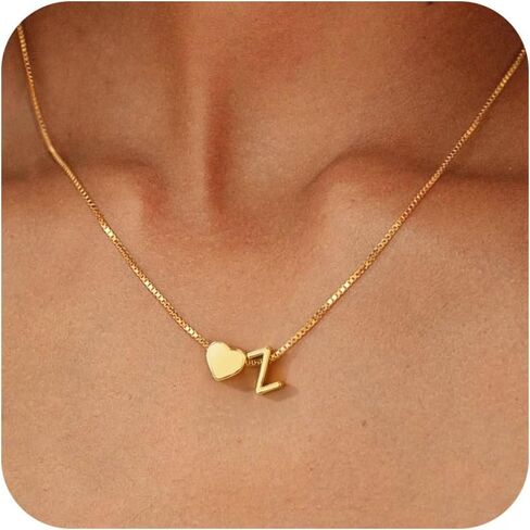قلادة أولية للذهبية للنساء للنساء ، حرف مقعد من الذهب مقاس 18 ألف قلادة أولية قلادة قلب أولية لنساء للنساء هدايا فتاة في سن المراهقة in Kuwait